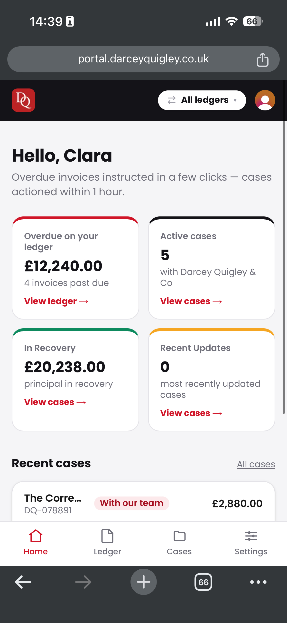 DQ Collect dashboard on mobile