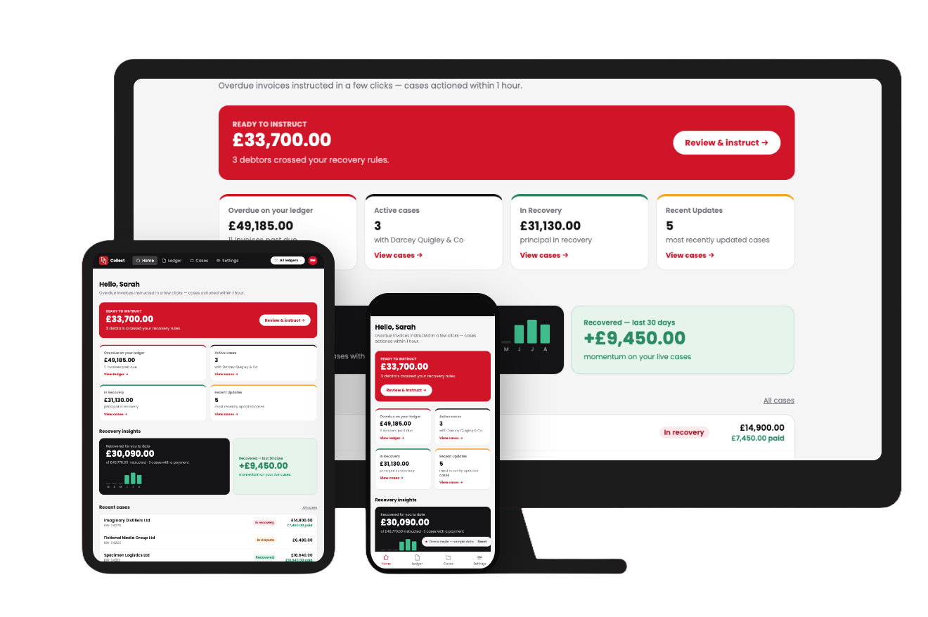 DQ Collect dashboard on desktop
